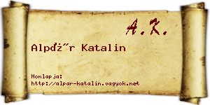 Alpár Katalin névjegykártya